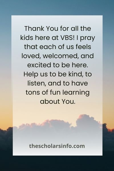 Vacation Bible School Prayers